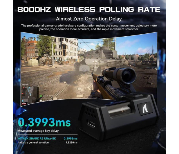 Attack Shark R5Ultra UltralightCarbon 8kHz/42kDPI PAW3950MAX Omron biała - 1472676 - zdjęcie 5